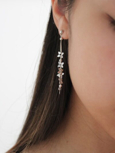 a woman's ear with a necklace